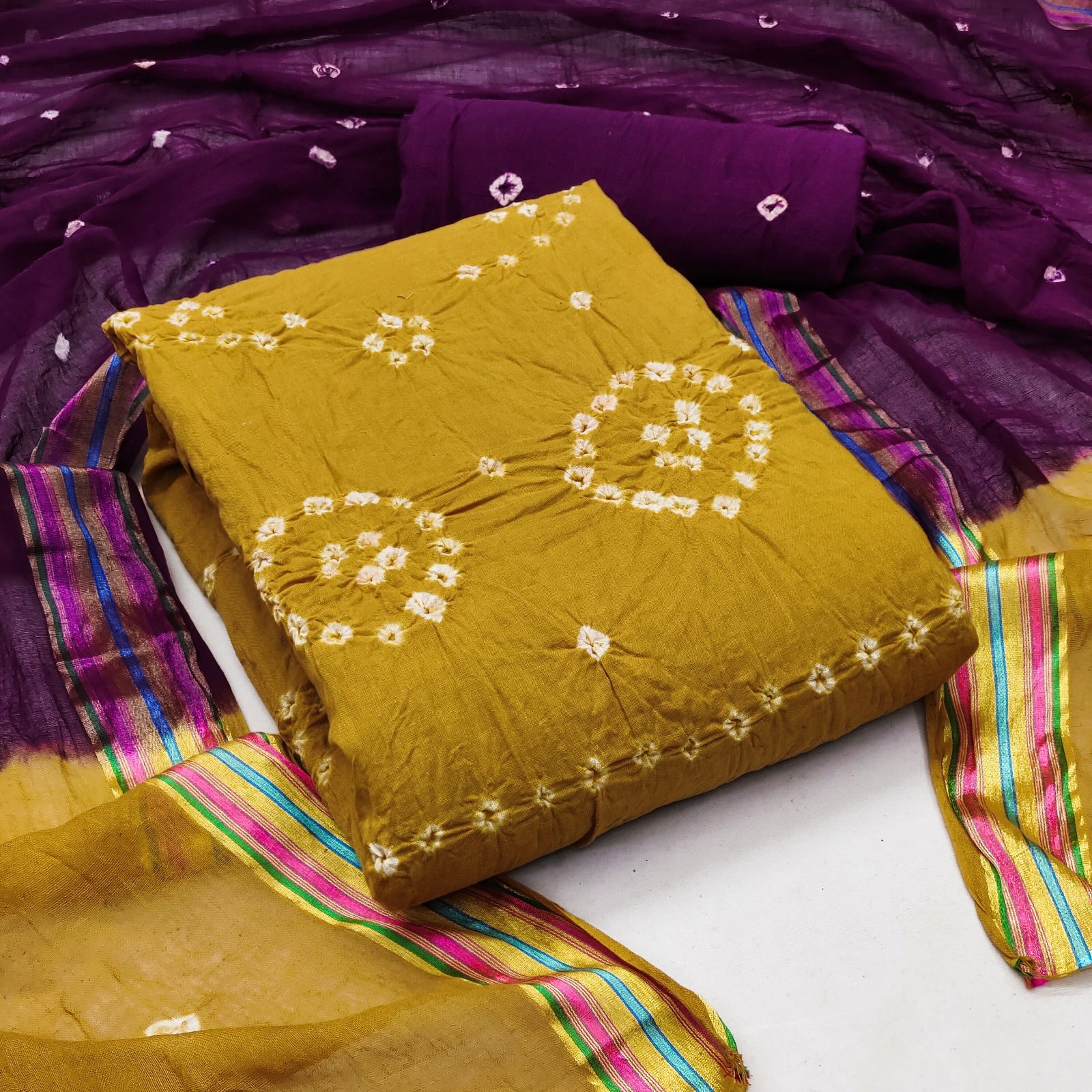 Kgm Heavy Bandhani Printed Cotton Dress Material Catalog